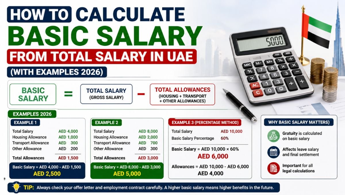 calculate basic salary from total salary in UAE
